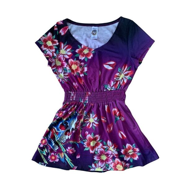 Purple Ed Hardy Blouse Size Small - Picture 1 of 8